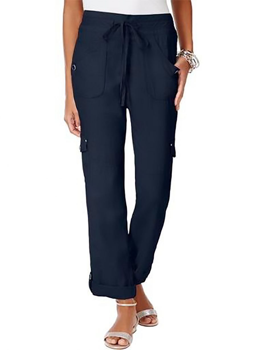 INC INTERNATIONAL CONCEPTS Size 4 Curvy Roll-Tab Cargo Pants DEEP TWILIGHT