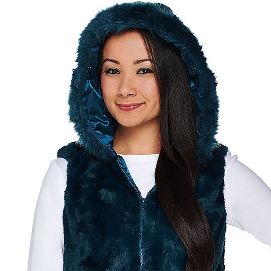 DENNIS BASSO Size XS Cinch Waist Parka with Removable Faux Fur Vest DARK TEAL