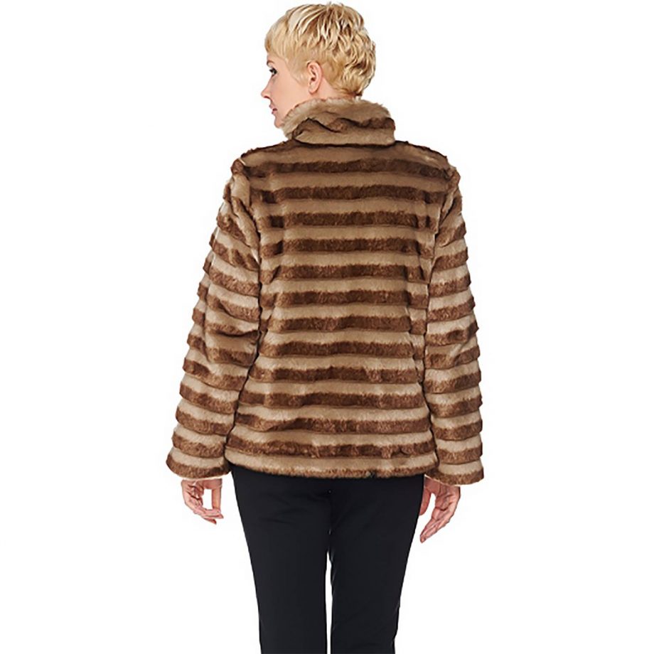 DENNIS BASSO Size XL Platinum Collection Faux Fur Cropped Jacket TAUPE