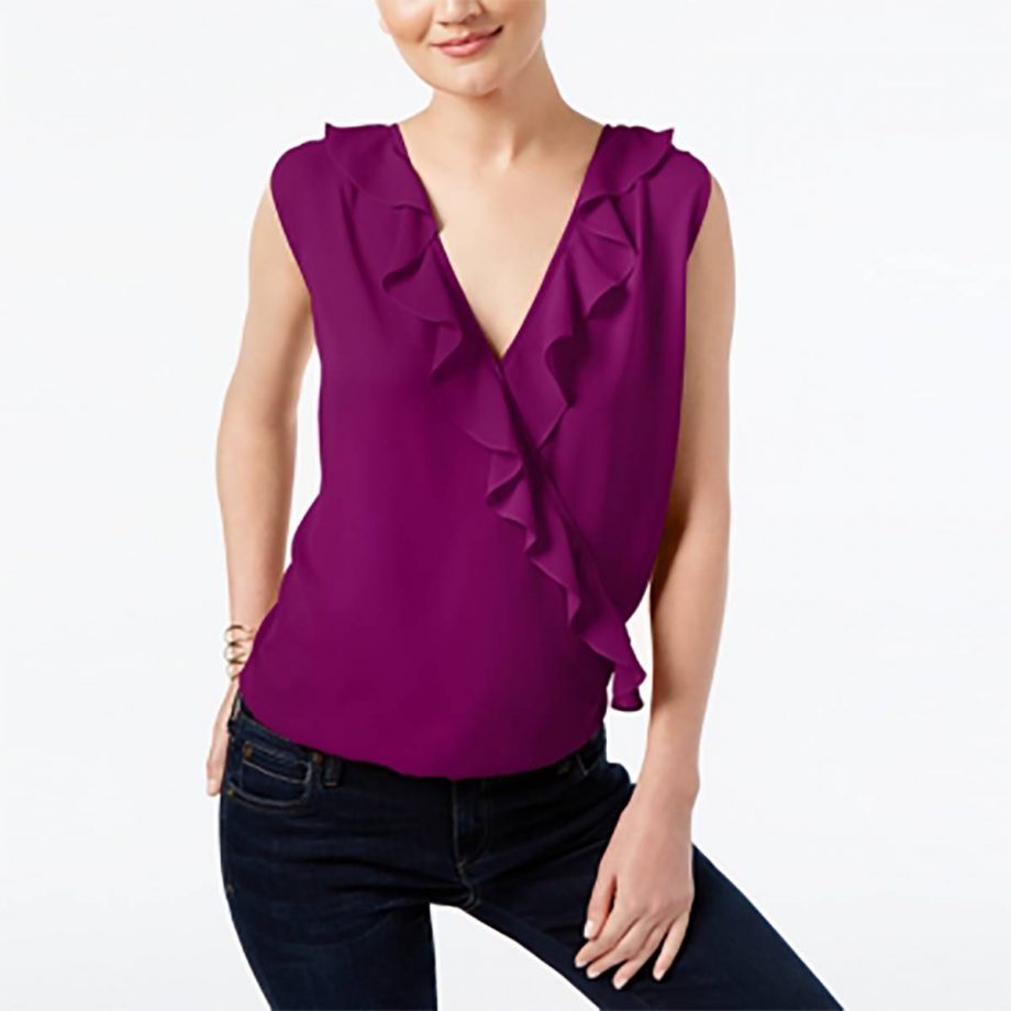 INC INTERNATIONAL CONCEPTS Size XXL Ruffled Top PURPLE