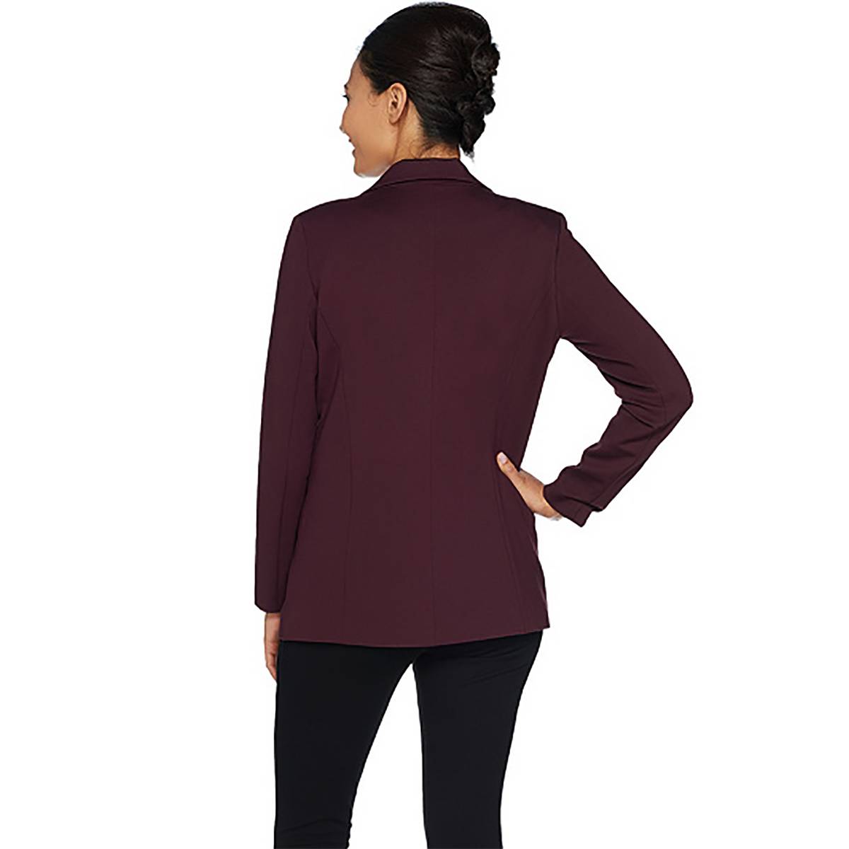 KELLY BY CLINTON KELLY Size L Ponte Blazer w/ Removable Hoodie BLACK