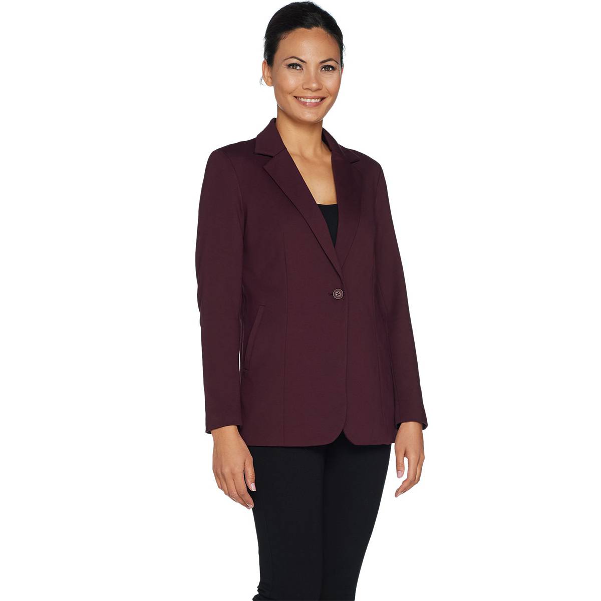 KELLY BY CLINTON KELLY Size L Ponte Blazer w/ Removable Hoodie BLACK