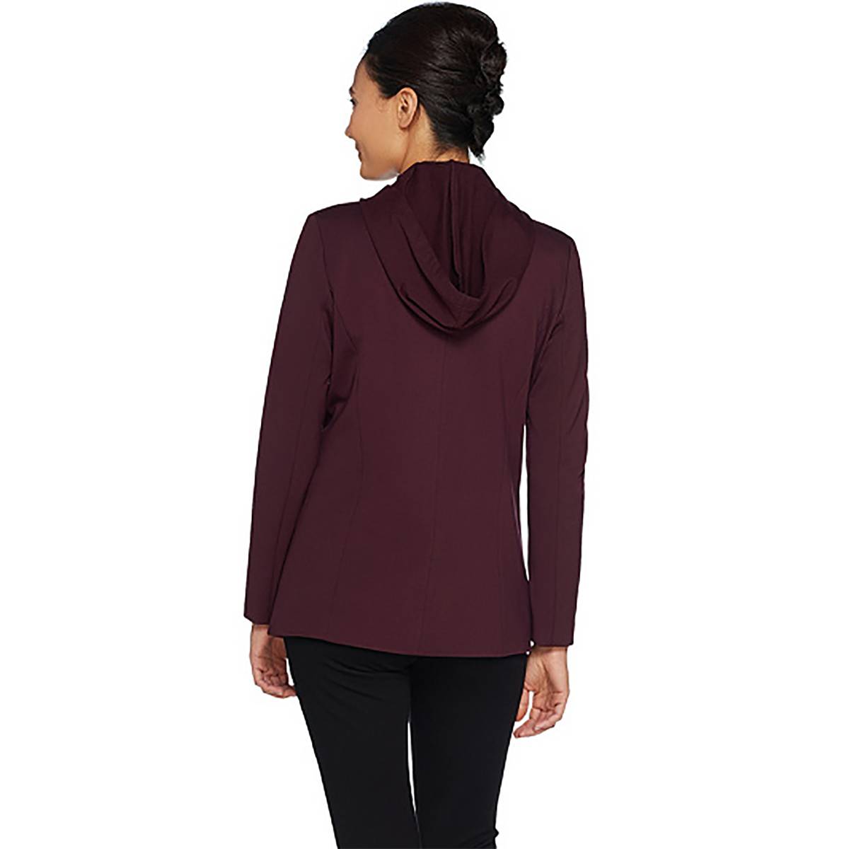 KELLY BY CLINTON KELLY Size L Ponte Blazer w/ Removable Hoodie BLACK