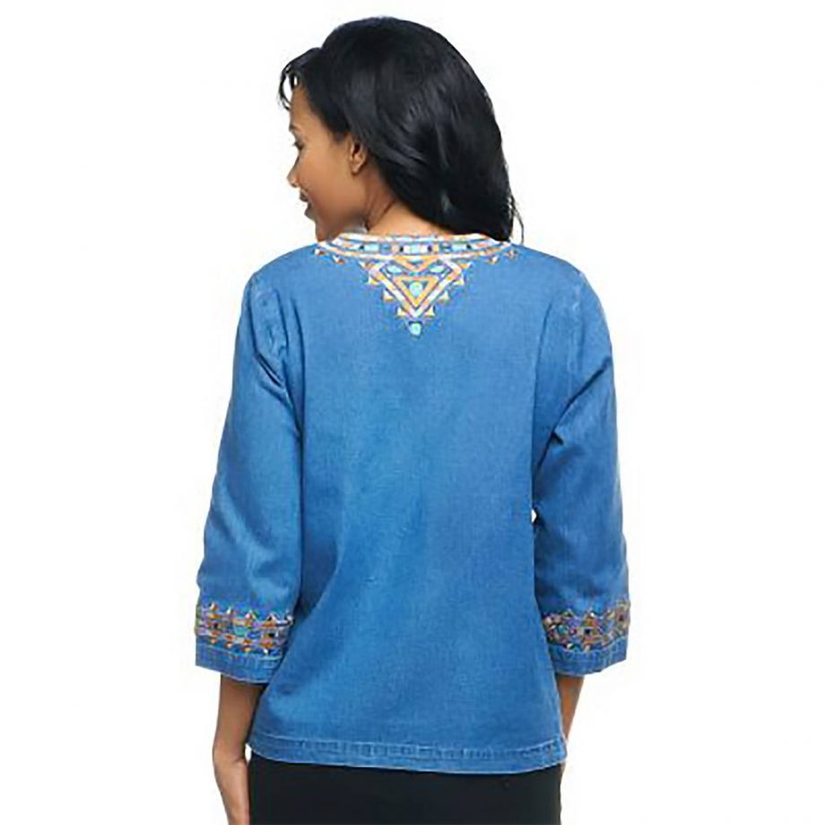 BOB MACKIE Size XL Santa Fe Dream Embroidered 3/4 Sleeve Jacket WHITE