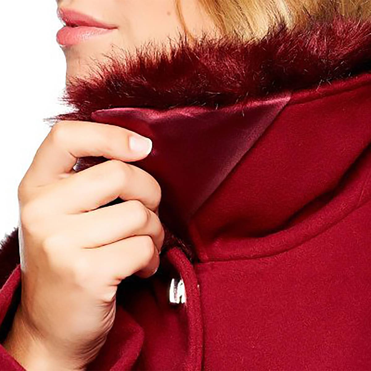 DENNIS BASSO Size S Faux Wool Turnkey Coat w/ Removable Fur Collar BLACK