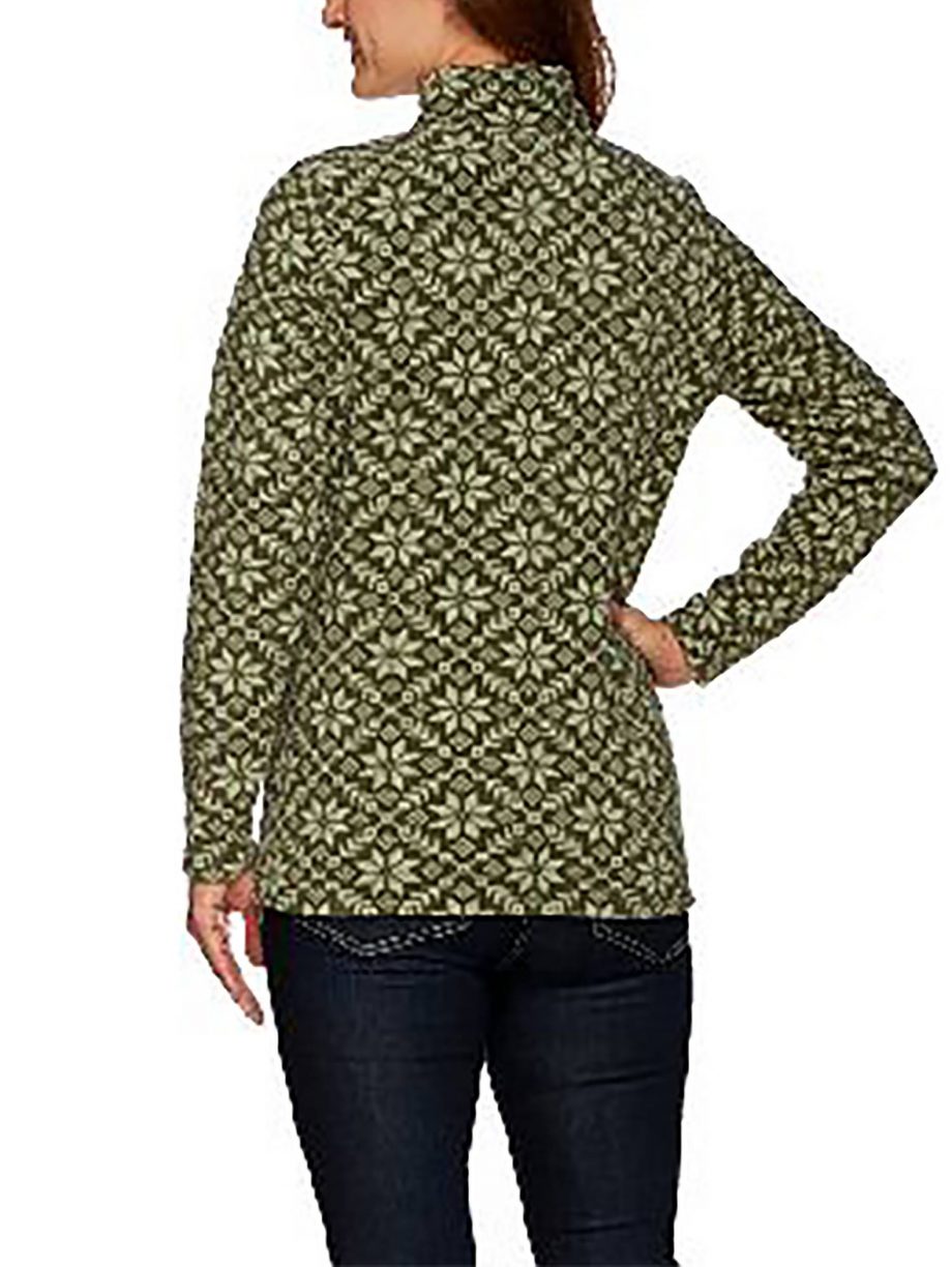 DENIM CO. Size M Active Nordic Printed Fleece Zip Front Jacket NATURAL