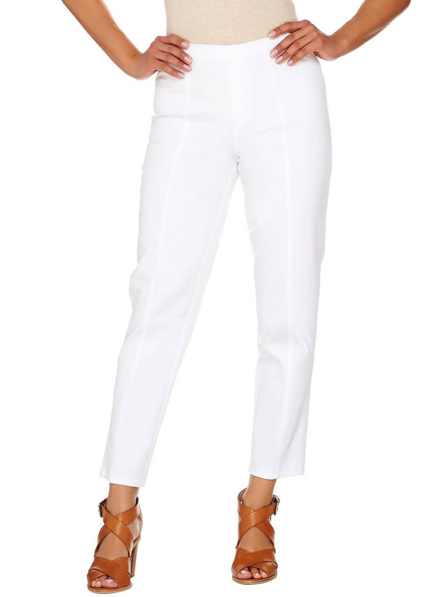 ISAAC MIZRAHI LIVE! Size 18WT Stretch Ankle Pants w/ Seam BRIGHT WHITE