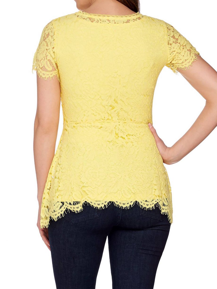 ISAAC MIZRAHI LIVE! Size M Floral Lace Short Sleeve Peplum Top CREAM