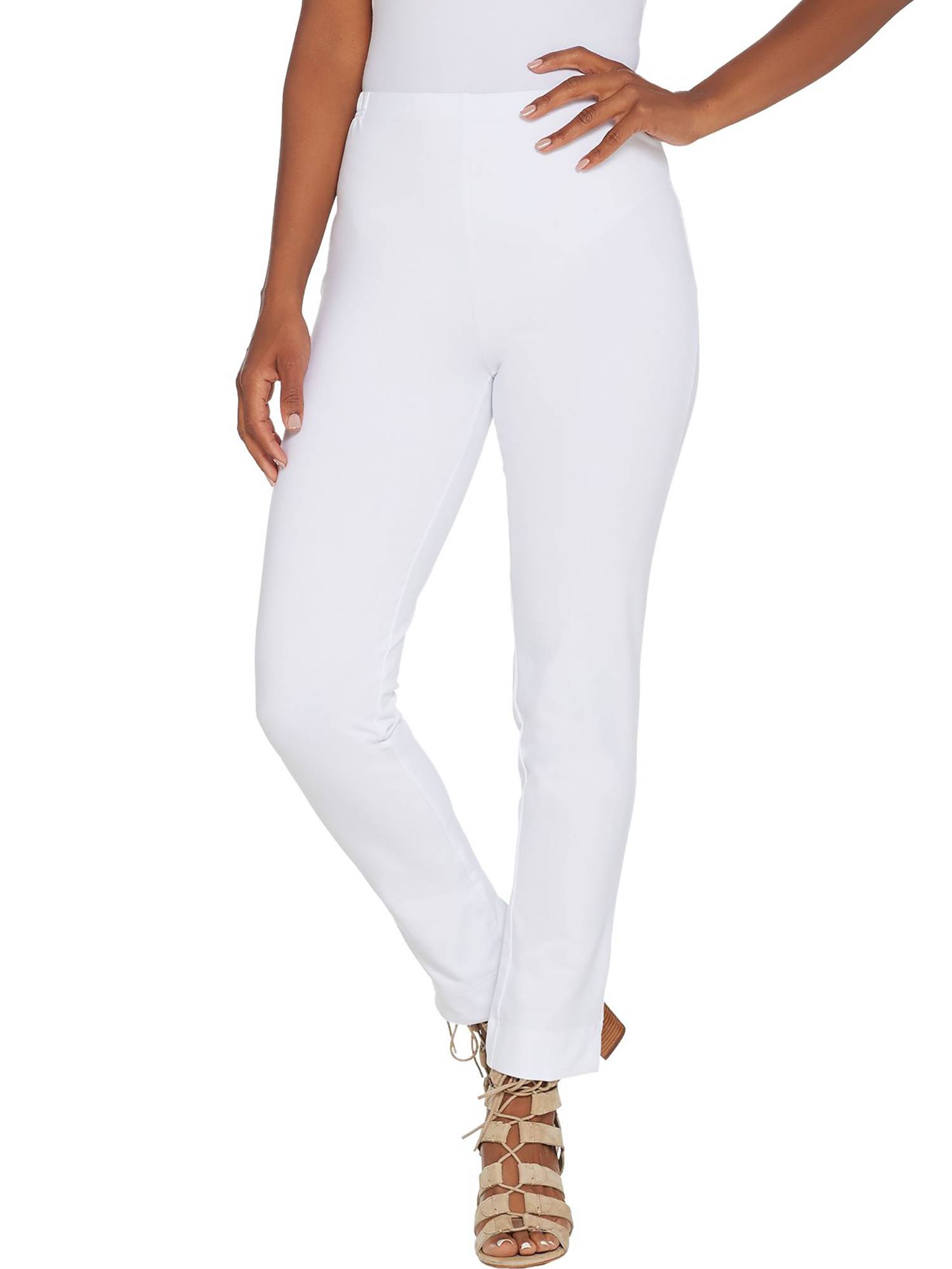 WOMEN WITH CONTROL Size 1X Slim Leg Ankle Pants with Faux Back Pockets ...