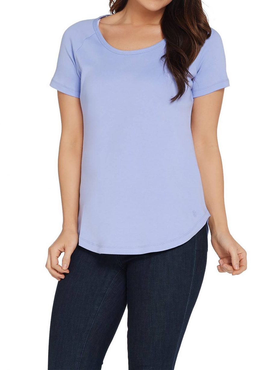 ISAAC MIZRAHI LIVE! Size L Essentials Short Raglan Sleeve T-Shirt POWDER BLUE
