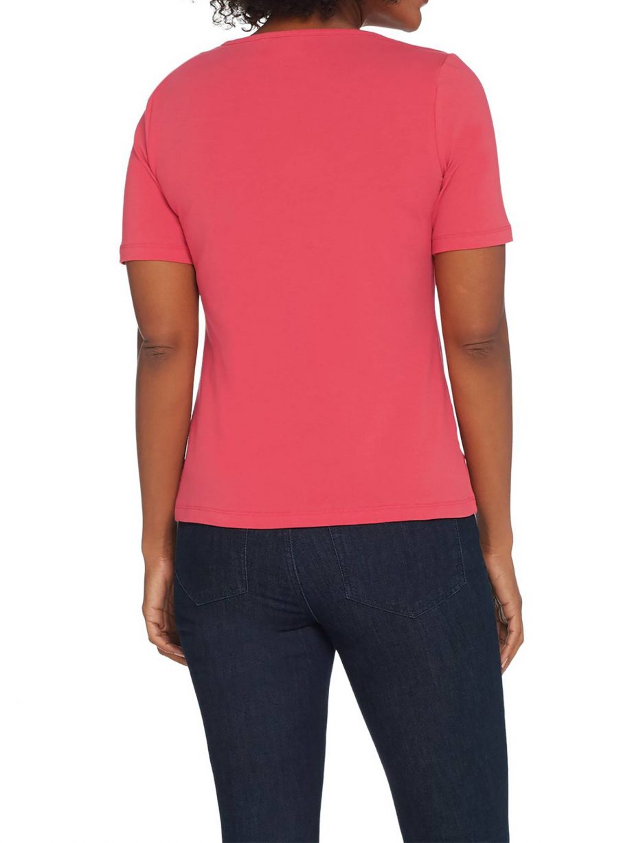 WOMEN WITH CONTROL Size 3X Essentials V-Neck T-Shirt WHITE