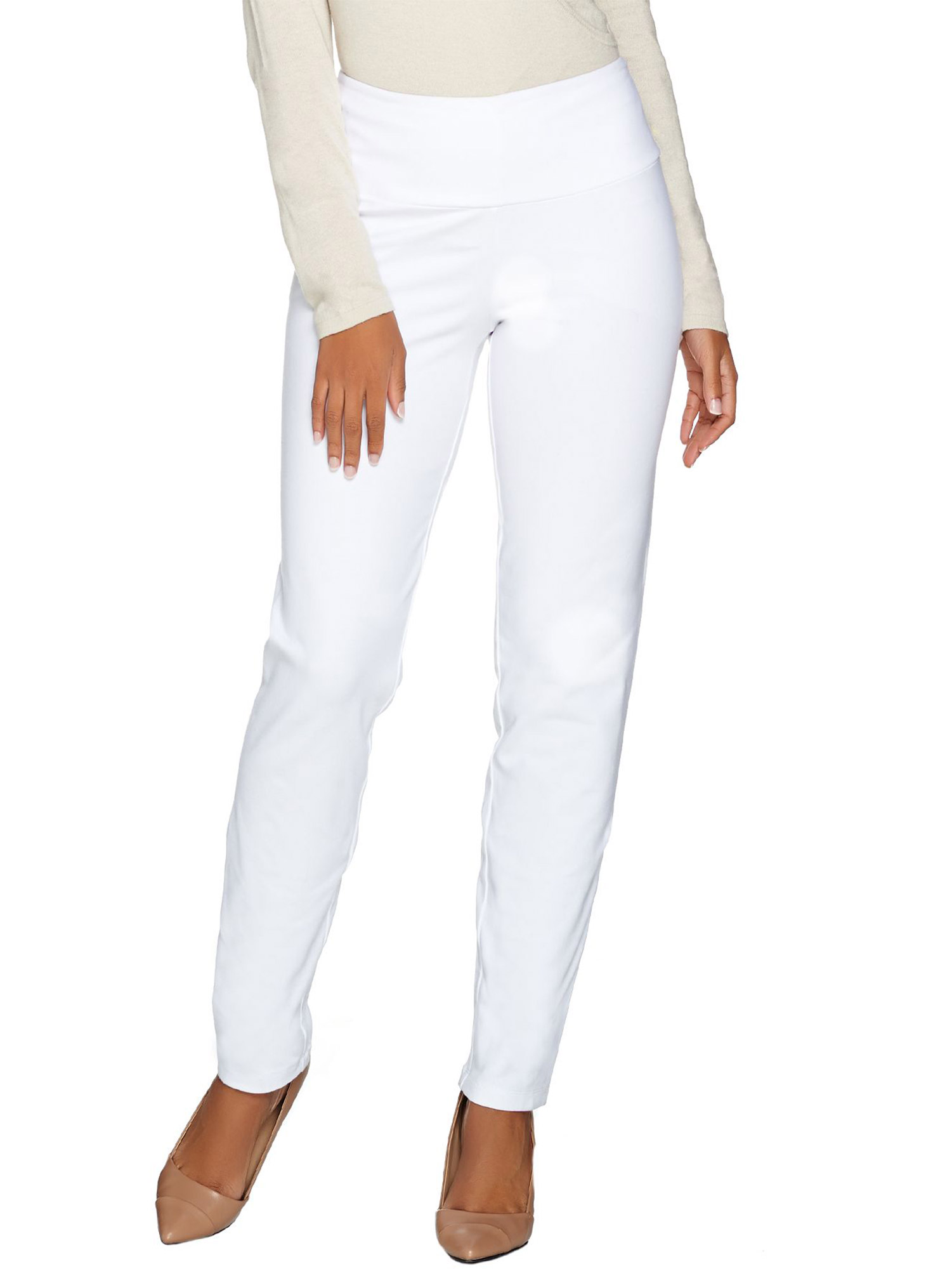 Women With Control Size M Tummy Control Slim Leg Ankle Pants White Nyc Moda Boutique 