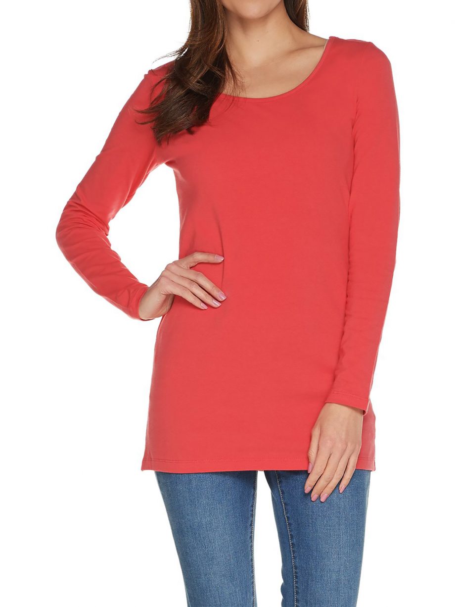 WOMEN WITH CONTROL Size L Essentials Long Sleeve Tunic NIGHT SKY
