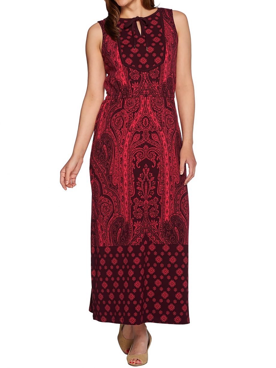 ISAAC MIZRAHI LIVE! Size PXL Engineered Paisley Print Maxi Dress BLUE