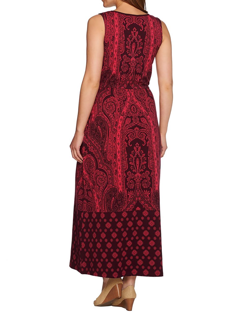 ISAAC MIZRAHI LIVE! Size PXL Engineered Paisley Print Maxi Dress BLUE