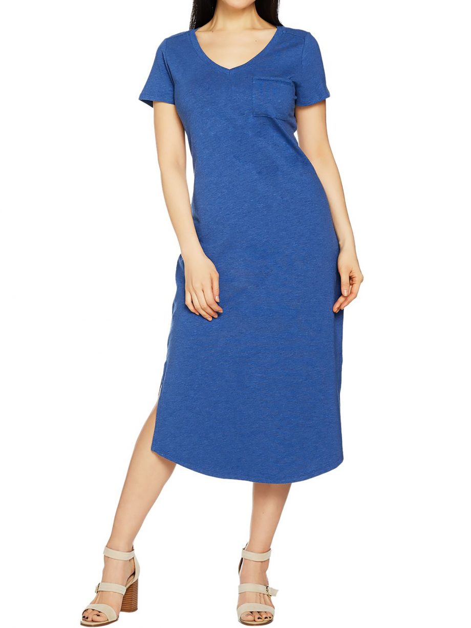 C WONDER Size PL Essentials Slub Knit Midi Dress BLACK