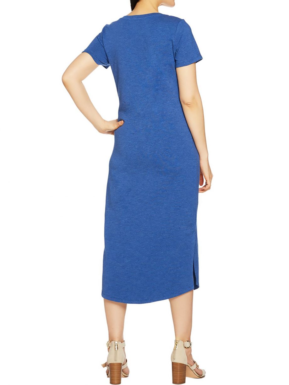 C WONDER Size PL Essentials Slub Knit Midi Dress BLACK