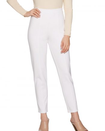 JOAN RIVERS Size PM Signature Ankle Pants w/ Front Seam Detail WHITE