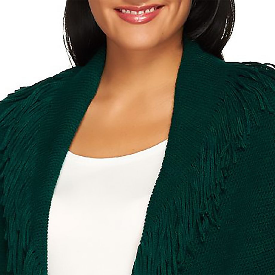 LAYERS by LIZDEN MARVELUSH ONE Size Waffle Knit Fringed Shrug GRAY