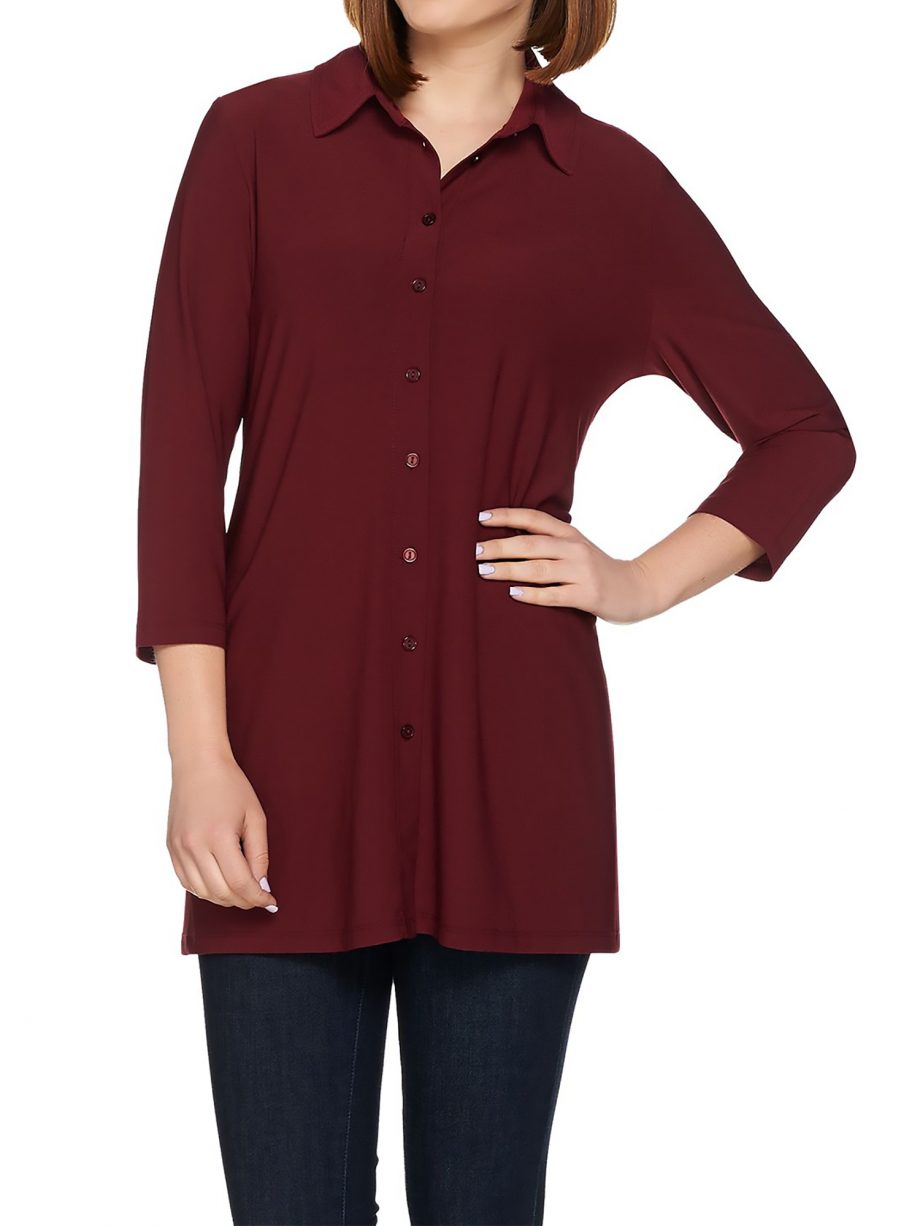 DENNIS BASSO Size 8 Caviar Crepe Button Down Blouse NAVY