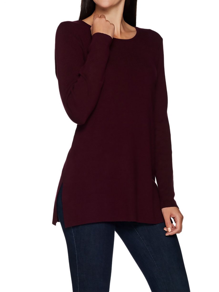 LOUIS DELL OLIO Size L Whisper Knit Tunic with Side Slits DARK COPPER