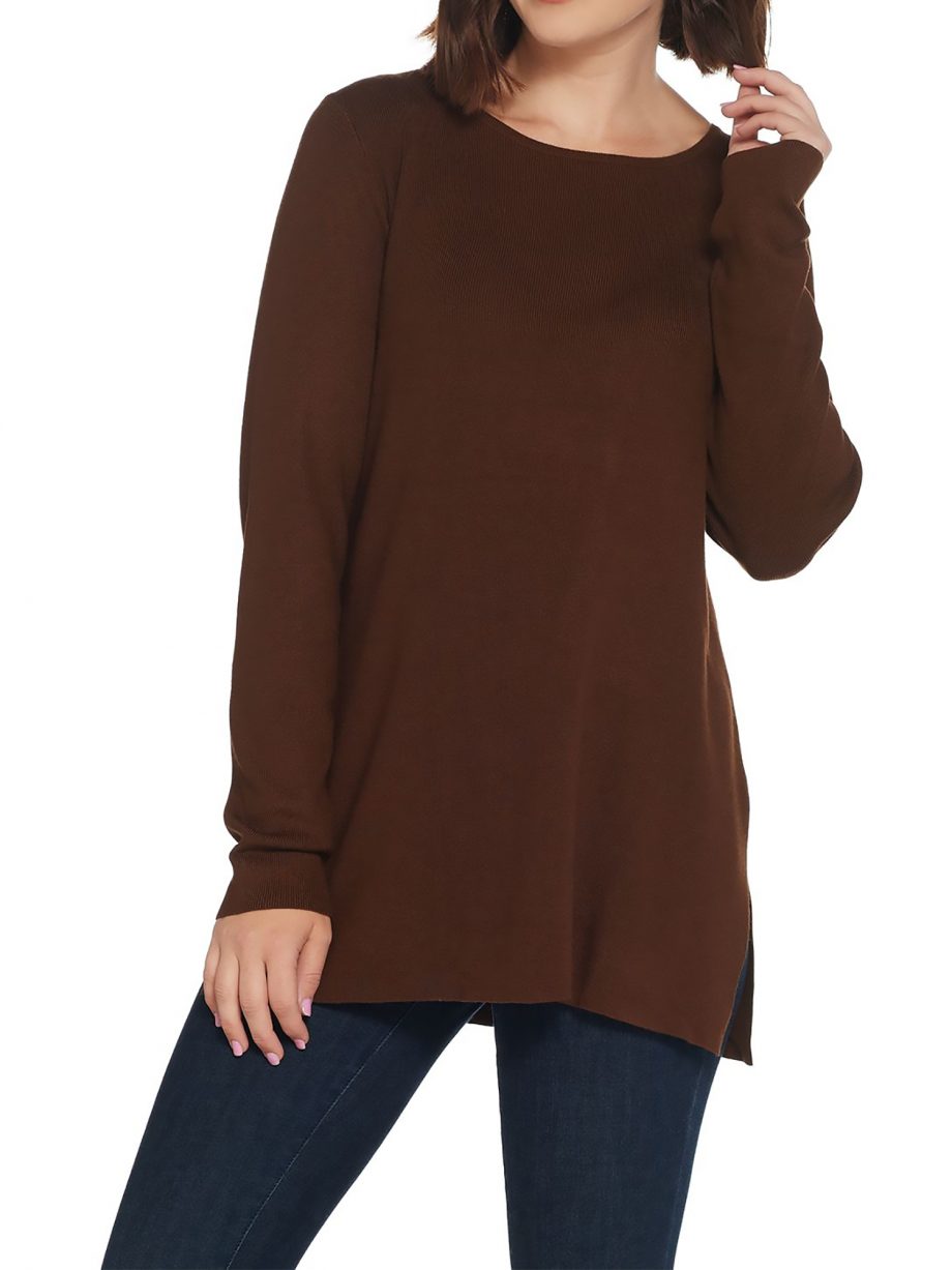 LOUIS DELL OLIO Size L Whisper Knit Tunic with Side Slits DARK COPPER