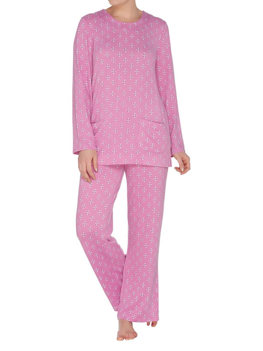 CAROLE HOCHMAN Size PL Printed Hacci Lounge Pajama Set MAUVE