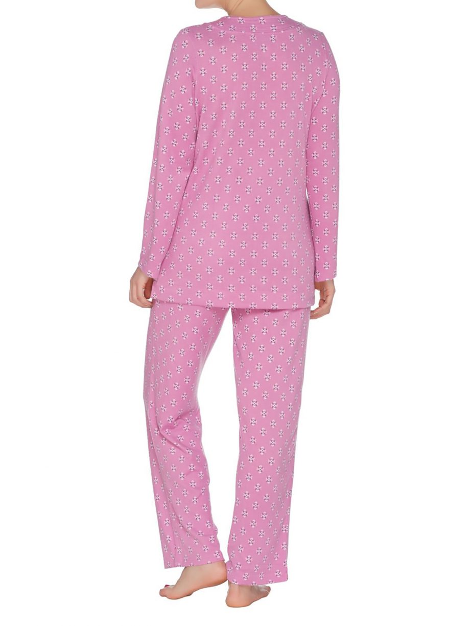 CAROLE HOCHMAN Size PL Printed Hacci Lounge Pajama Set MAUVE
