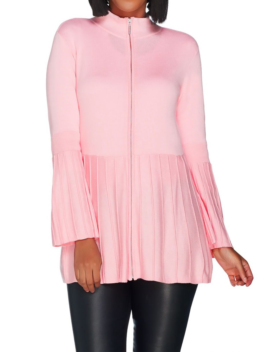 H by HALSTON Size XL Bell Sleeve Sweater Cardigan PURE PINK