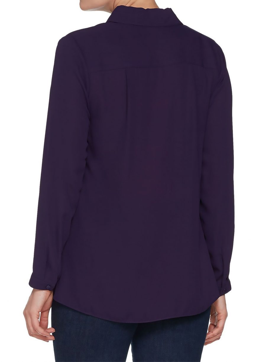 JOAN RIVERS Size L Flowy Tunic w/ Draped Front Panel NAVY