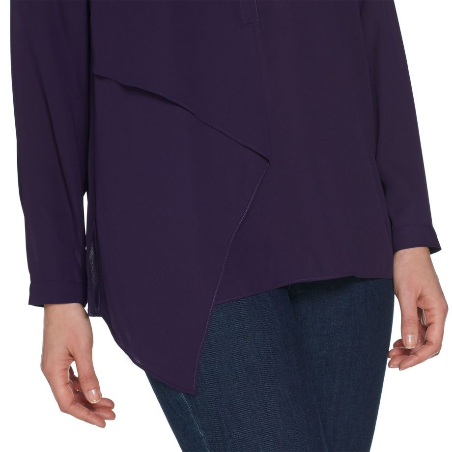 JOAN RIVERS Size L Flowy Tunic w/ Draped Front Panel NAVY