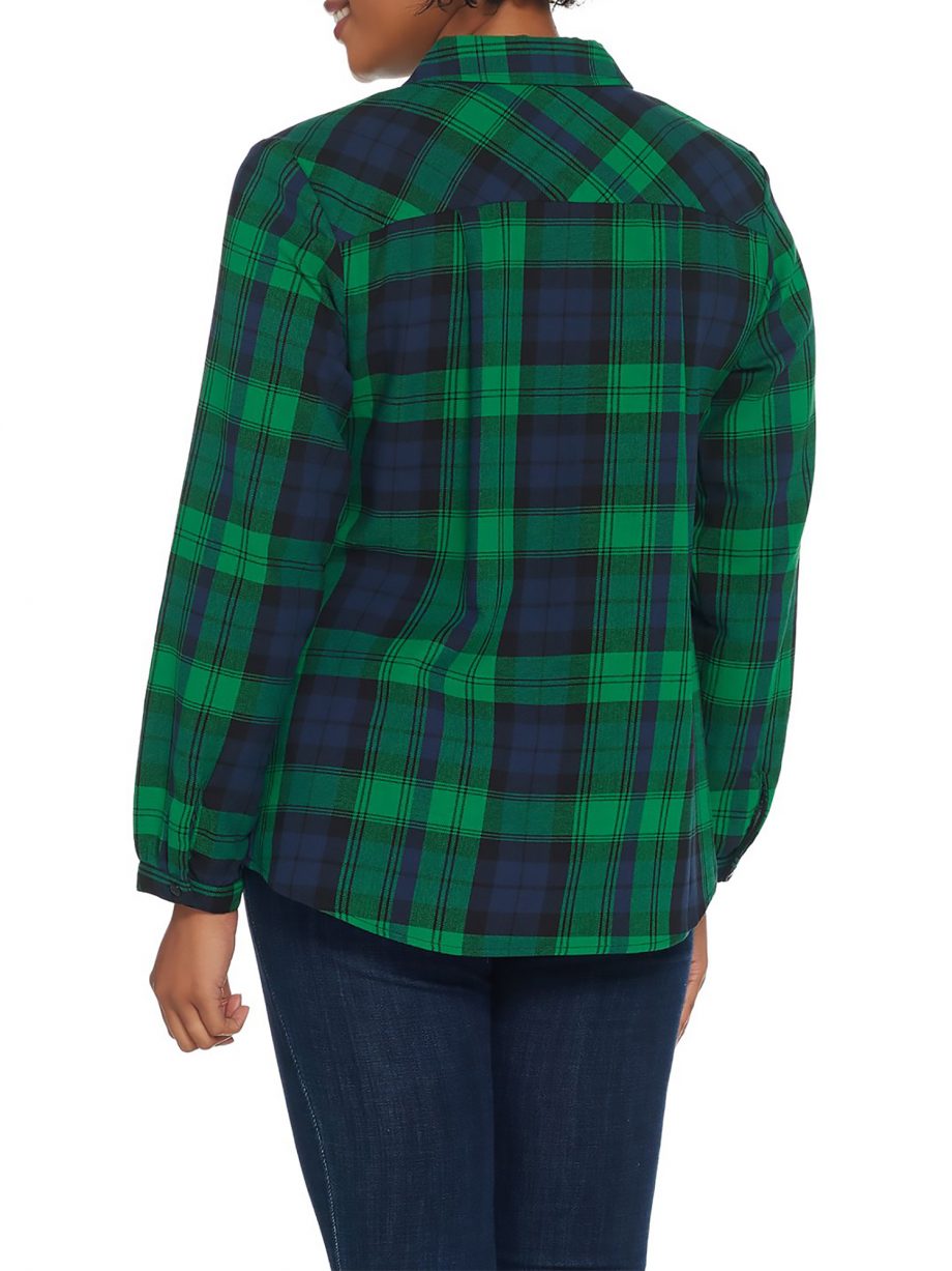JOAN RIVERS Size 2X Perfect Plaid Shirt with Long Sleeves RED BLUE