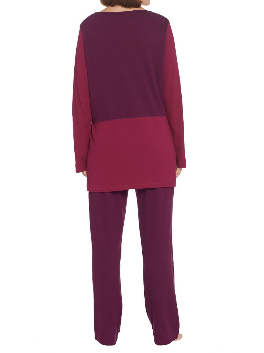 CAROLE HOCHMAN Size M Extra Brushed Interlock Color Block Tunic Pant Set BLUE