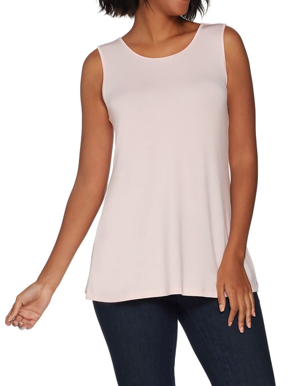 H by HALSTON Size L Essentials Crew Neck Knit Tank PINK