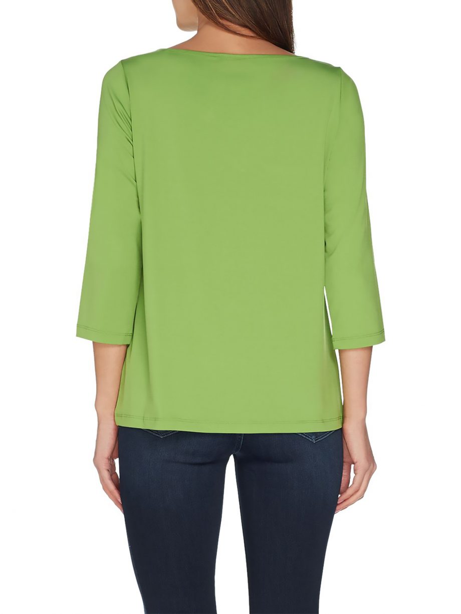 JOAN RIVERS Size 2X Jersey Knit Henley Top with 3/4 Sleeves FUCHSIA