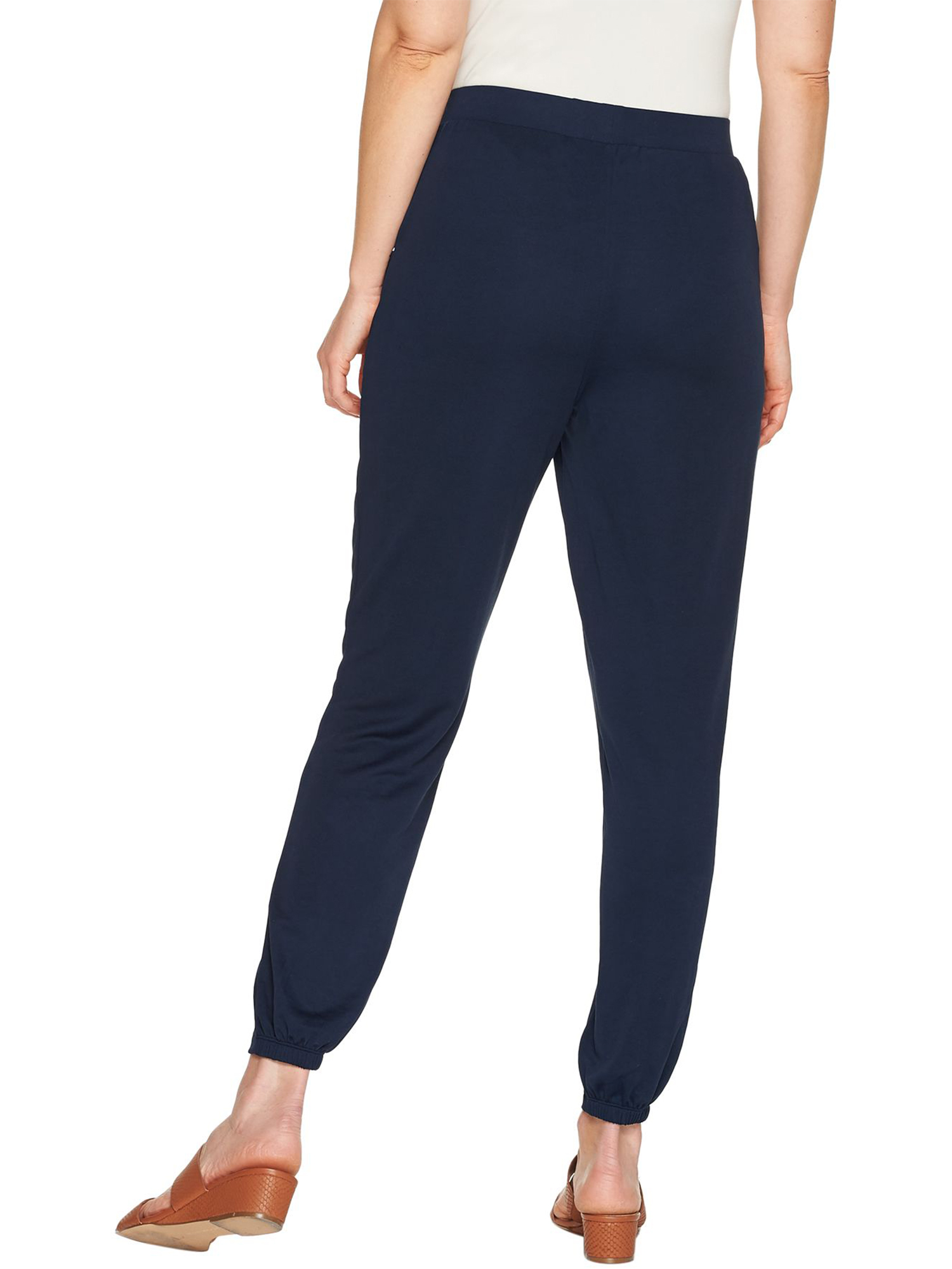 H by HALSTON Size L Ankle Length Jogger Pants w/ Seam Detail NAVY