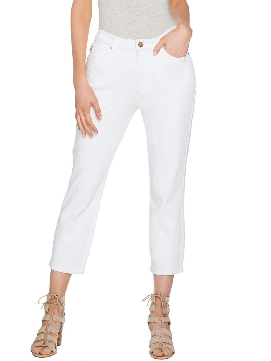 BELLE by KIM GRAVEL Size 18W Flexibelle Cropped Jeans WHITE