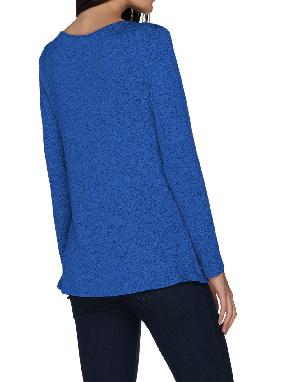 H by HALSTON Size L Super Soft Knit Boatneck Longsleeve Top JAY BLUE