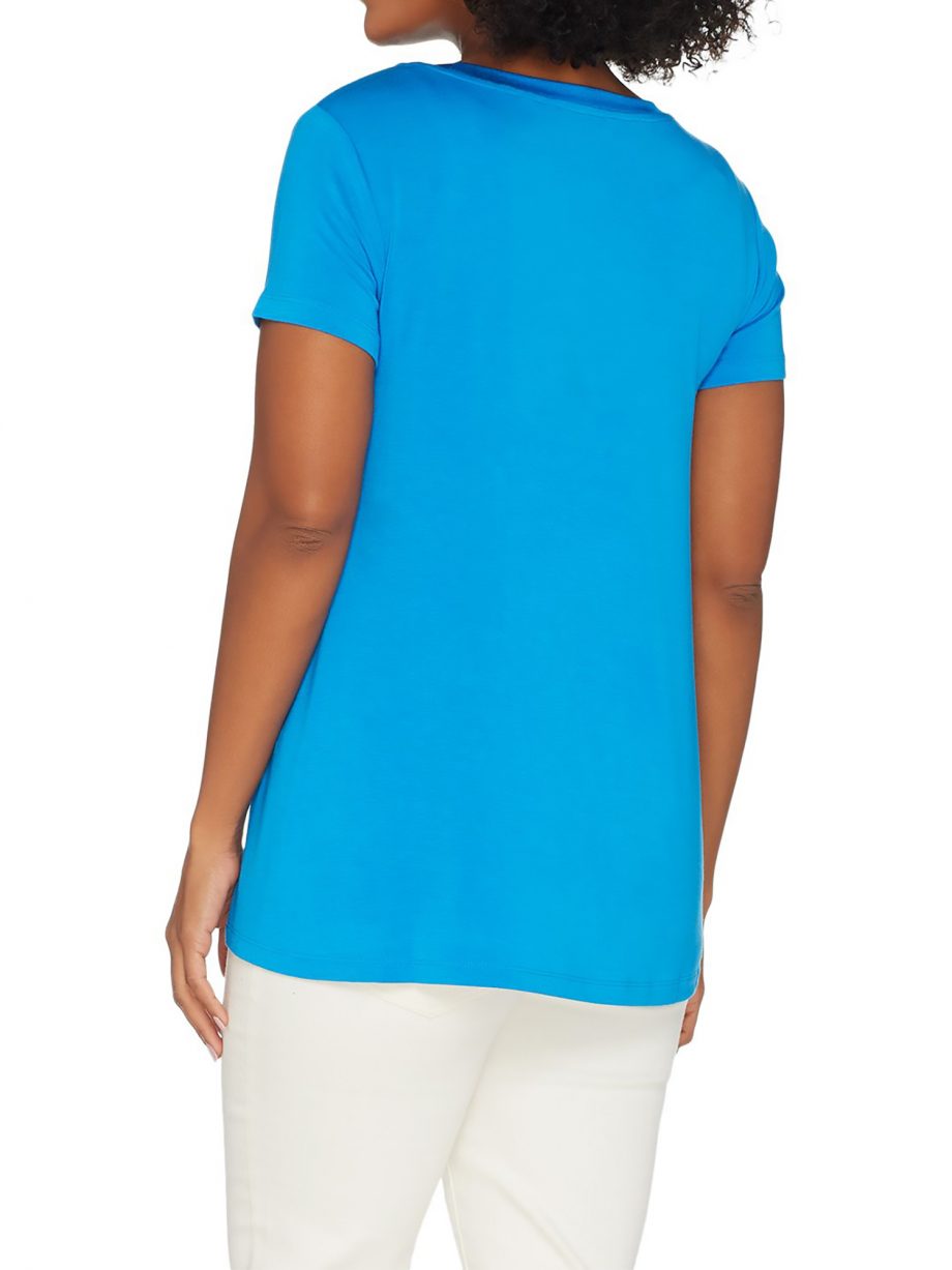 H BY HALSTON Size XL Essentials Tee with Pocket Detail BLACK