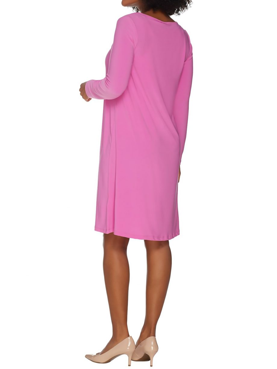 ATTITUDES by RENEE Size L Como Jersey Dress w/ Double Keyhole Detail BLACK