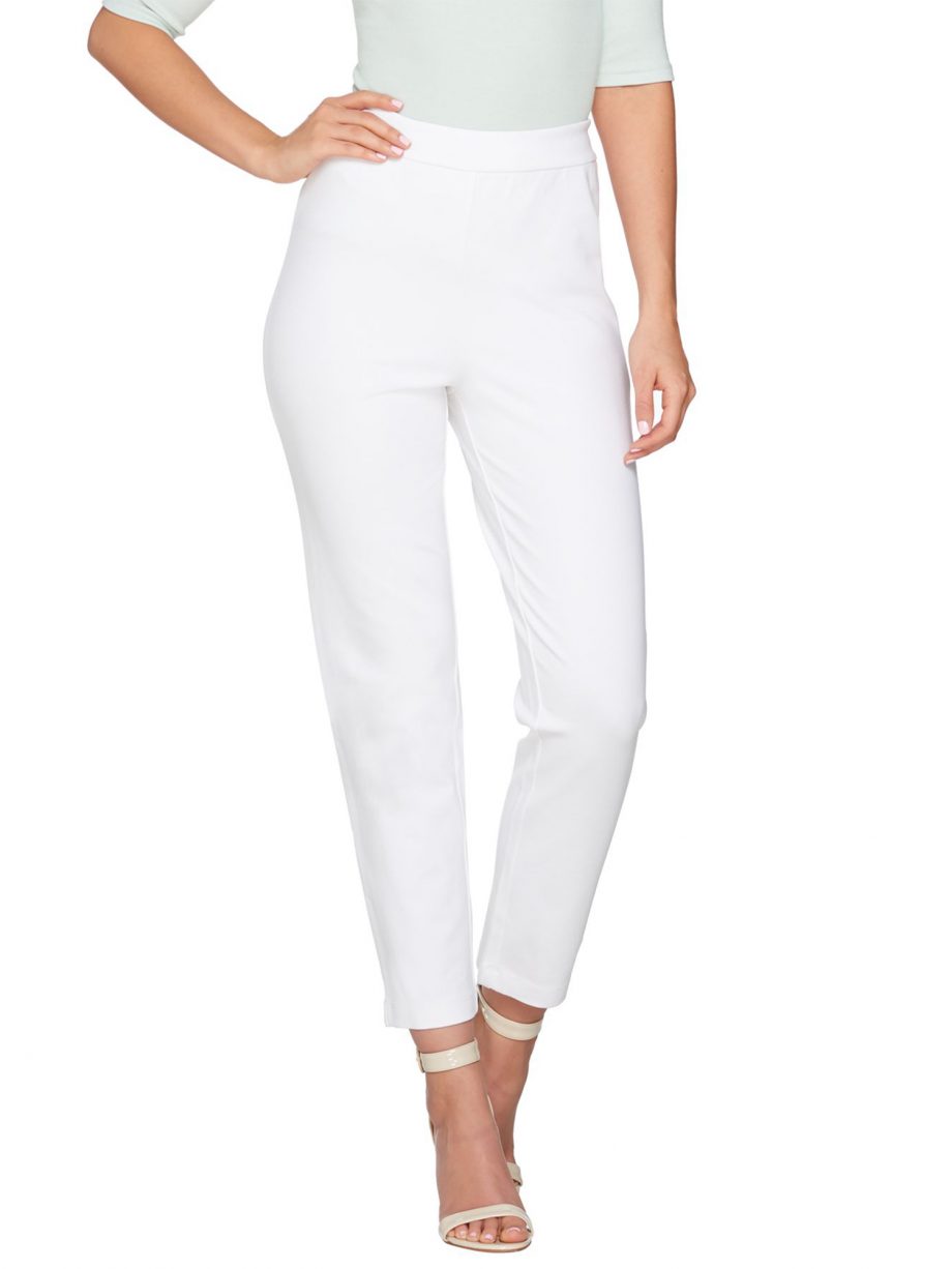 JOAN RIVERS Size XL Pull-on Ankle Pants WHITE