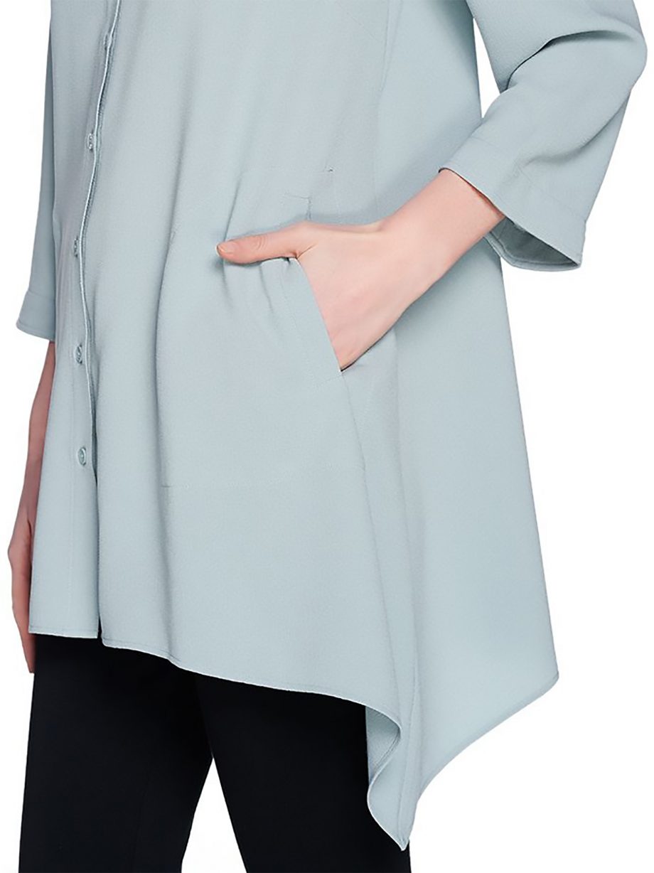 LINEA by LOUIS DELL OLIO Size M Gauze Crepe Stand Collar Tunic PALE PINK