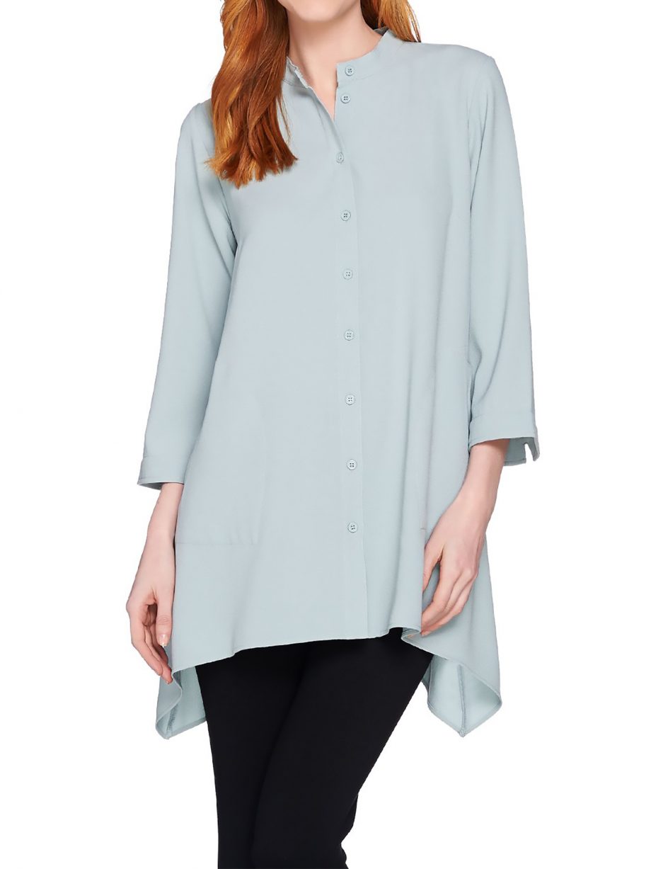 LINEA by LOUIS DELL OLIO Size M Gauze Crepe Stand Collar Tunic PALE PINK