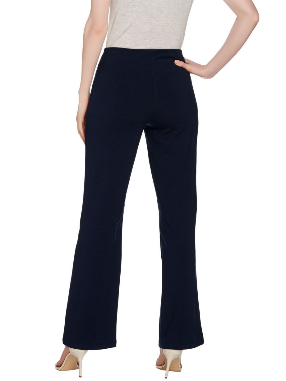 WOMEN WITH CONTROL Size PM Petite Pull-On Knit Boot Cut Pants WHITE