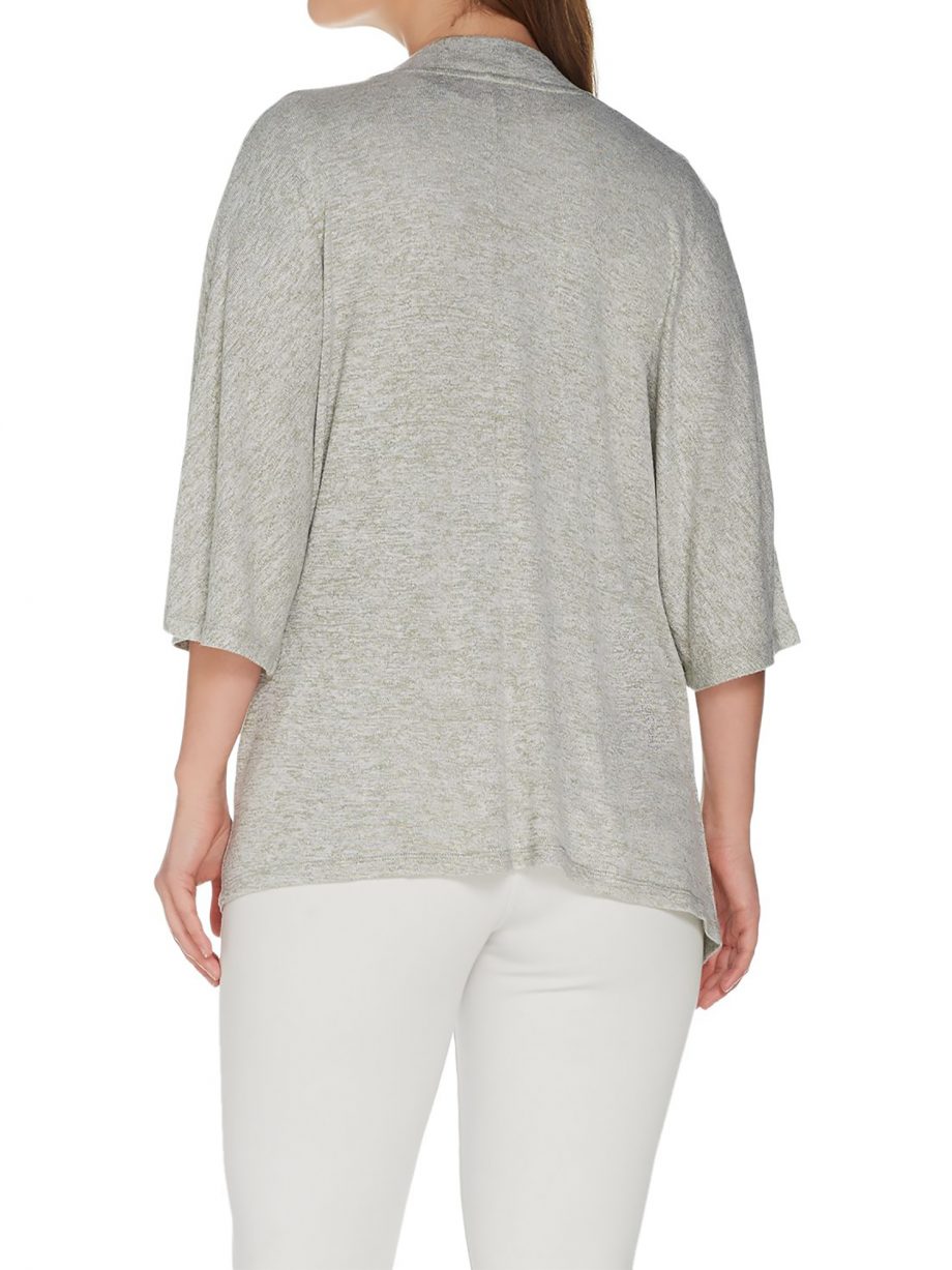 H by HALSTON Size L Super Soft Kimono Open-Front Cardigan CORAL REEF