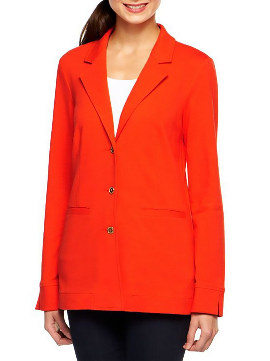 LIZ CLAIBORNE New York Size 6 Solid Knit Blazer with Pockets HOT RED