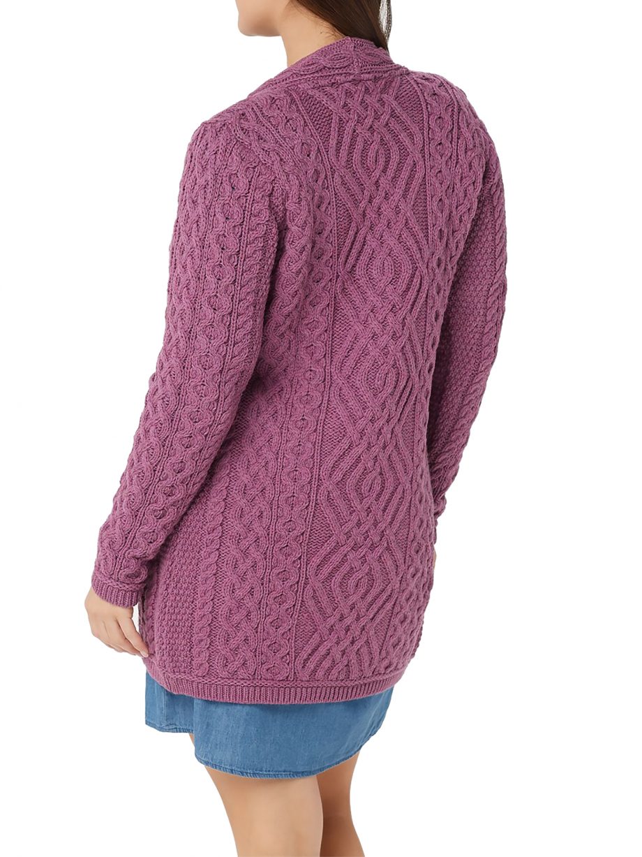ARAN CRAFT Size XL 100% Merino Wool Long Boyfriend Button Front Cardigan NATURAL
