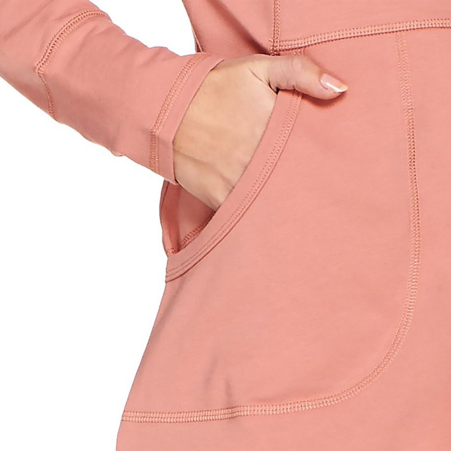 DENIM CO. Size M Active French Terry Zip Front Tunic Jacket ANTIQUE ROSE
