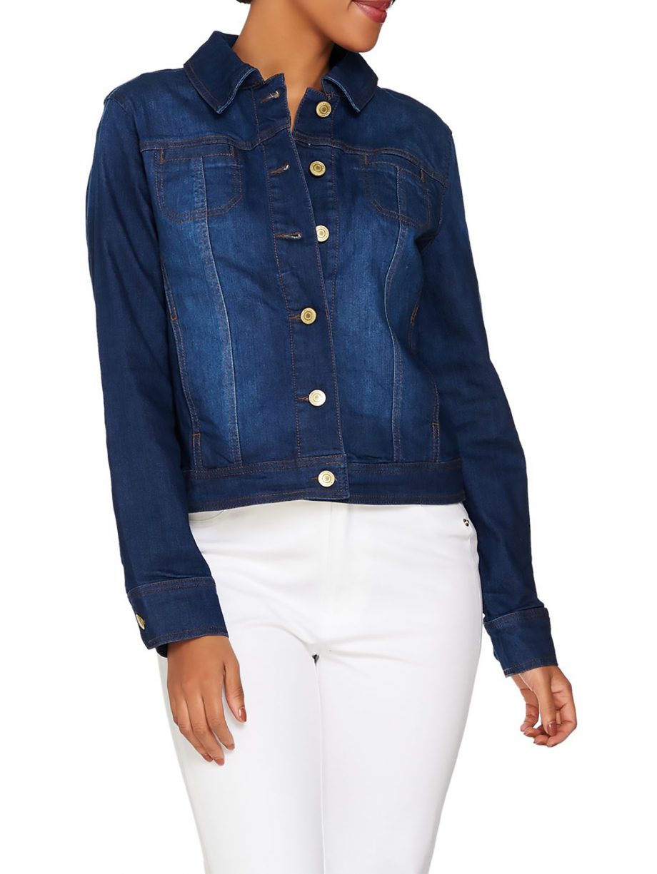 ISAAC MIZRAHI LIVE! Size 20W TRUE DENIM Jean Jacket DARK INDIGO