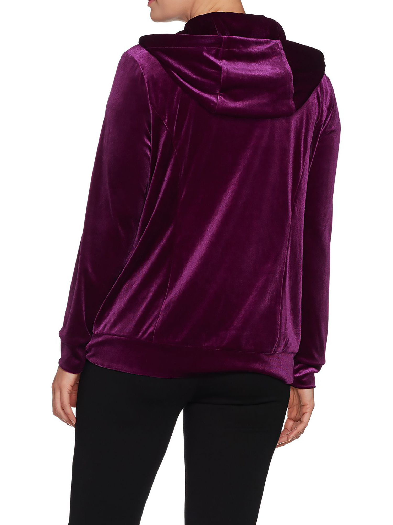 BELLE by KIM GRAVEL Size 3X Zip Front Velvet Hoodie BLACK